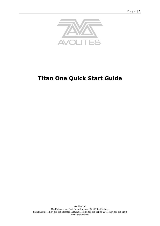 Titan One 快速<em>入门</em>指南 海报