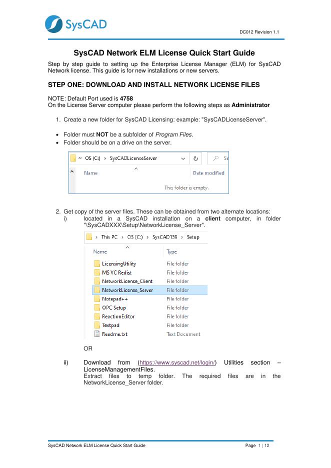 SysCAD网络ELM许可快速<em>入门</em>指南 海报