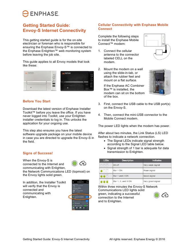 Enphase Envoy-S 互联网连接<em>入门</em>指南 海报