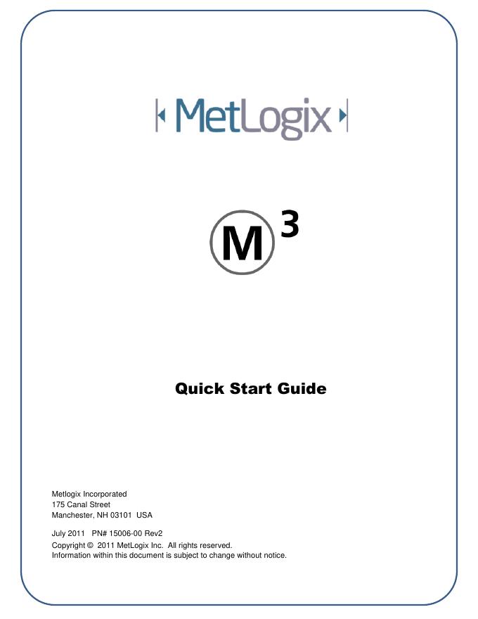 Metlogix M3 视频测量软件快速<em>入门</em>指南 海报