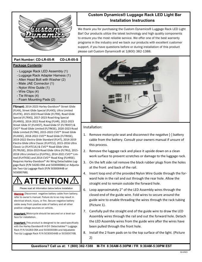 Custom Dynamics® Luggage Rack <em>LED</em> Light Bar安装指南 海报