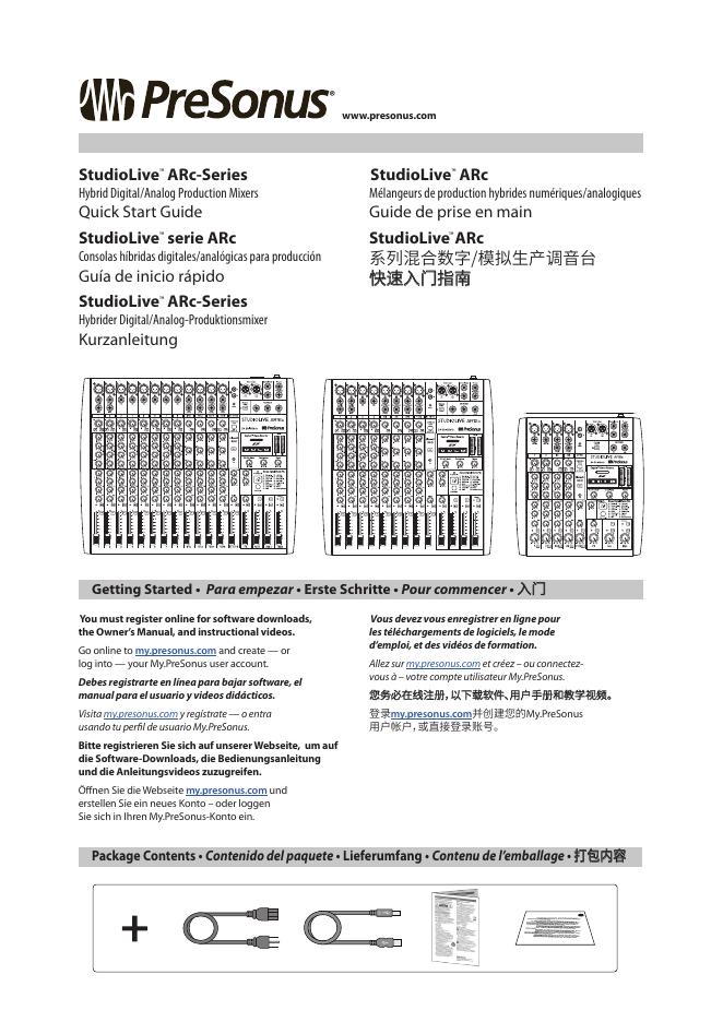 StudioLive™ ARc系列混合数字/模拟生产调音台 快速<em>入门</em>指南 海报
