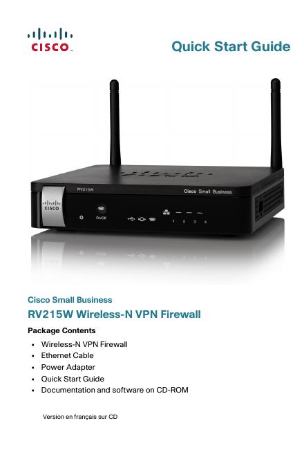 Cisco Small Business RV215W Wireless-N VPN 防火墙 快速<em>入门</em>指南 海报