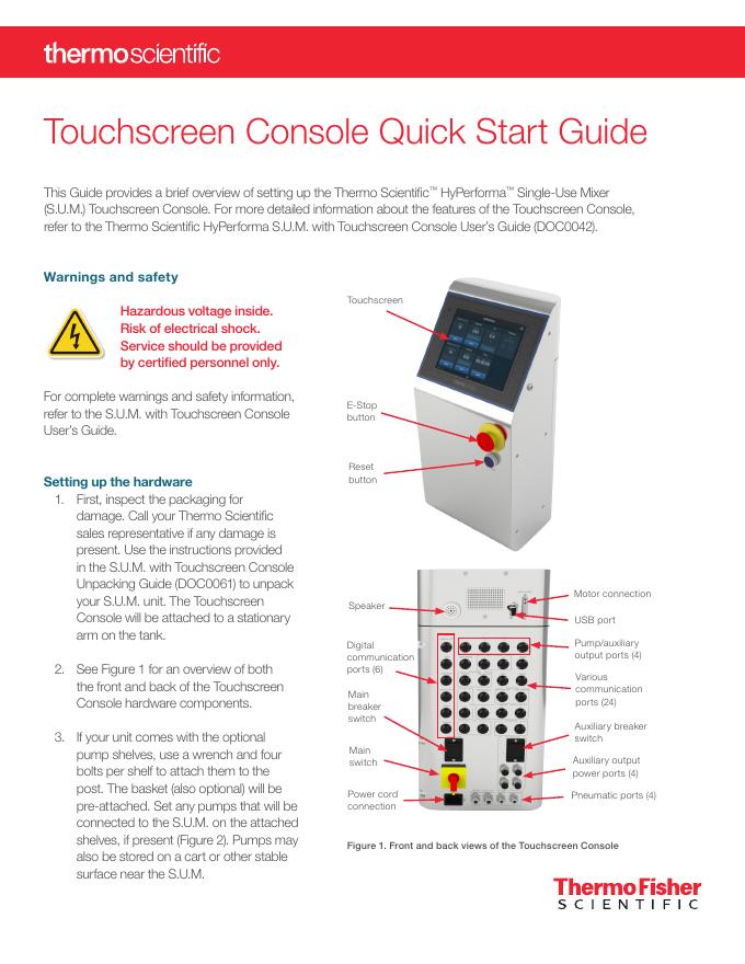 Thermo Scientific HyPerforma S.U.M.Touchscreen Console快速<em>入门</em>指南 海报