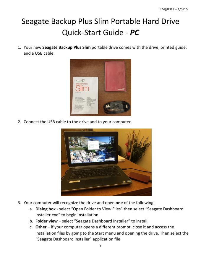 Seagate Backup Plus Slim便携式硬盘快速<em>入门</em>指南 海报