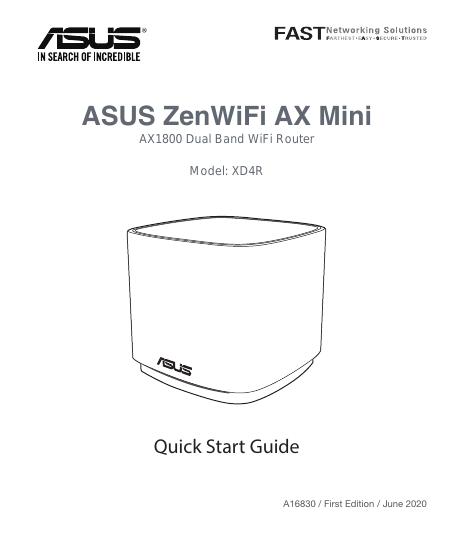 华硕 ZenWiFi AX Mini AX1800 双频无线路由器快速<em>入门</em>指南 海报