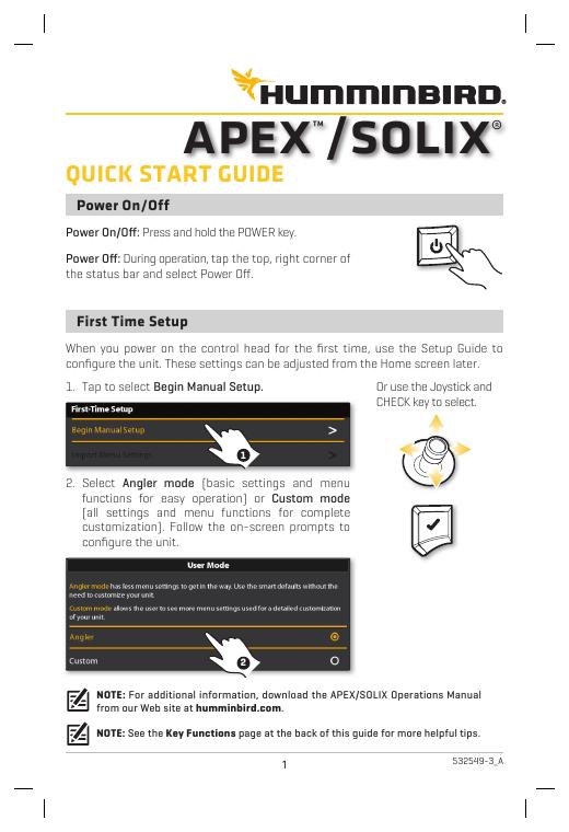 humminbird apex™/solix®快速<em>入门</em>指南 海报