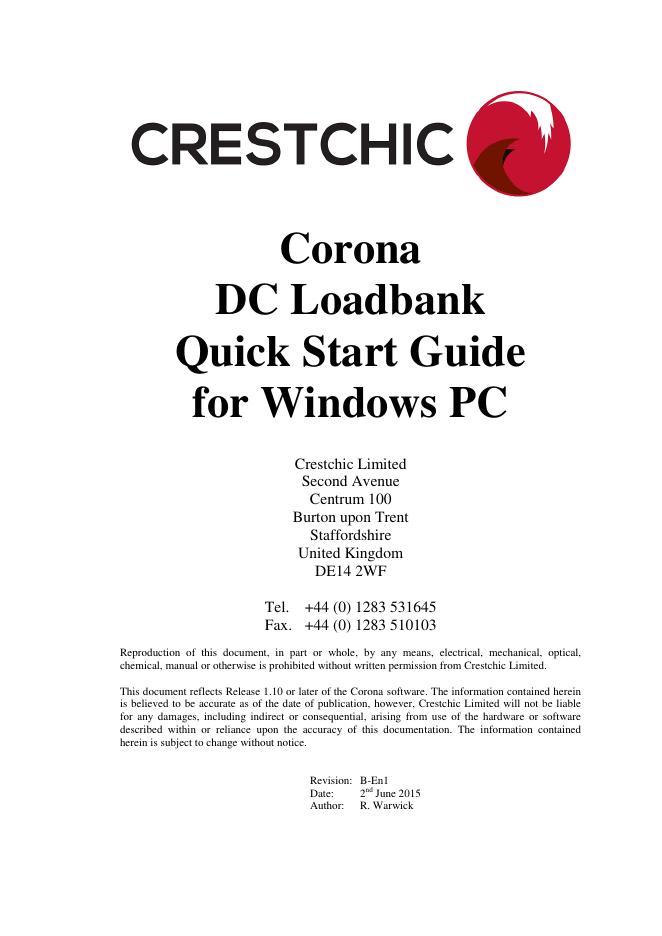 Corona DC Loadbank 快速<em>入门</em>指南 海报
