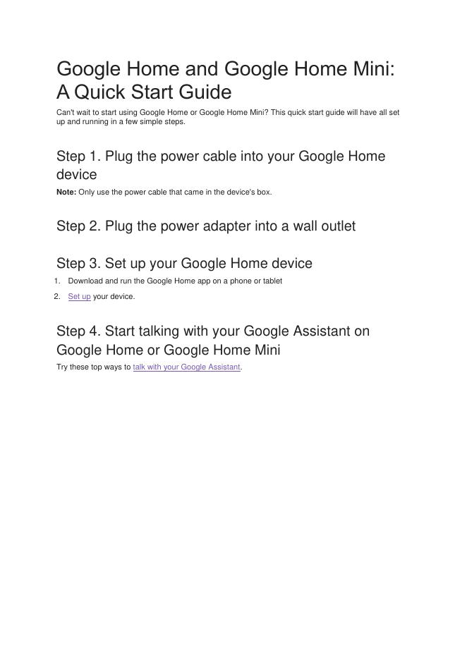 Google Home和Google Home Mini快速<em>入门</em>指南 海报