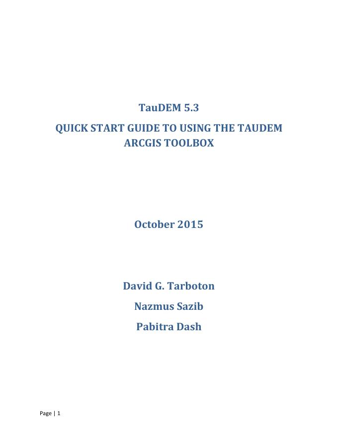 TauDEM 5.3 快速<em>入门</em>指南 海报