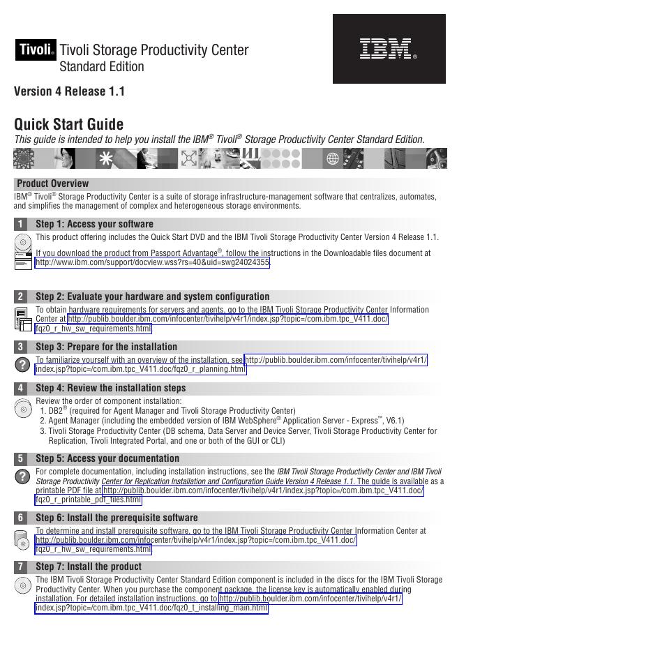 Tivoli® Tivoli Storage Productivity Center Standard Edition Version 4 Release 1.1 快速<em>入门</em>指南 海报