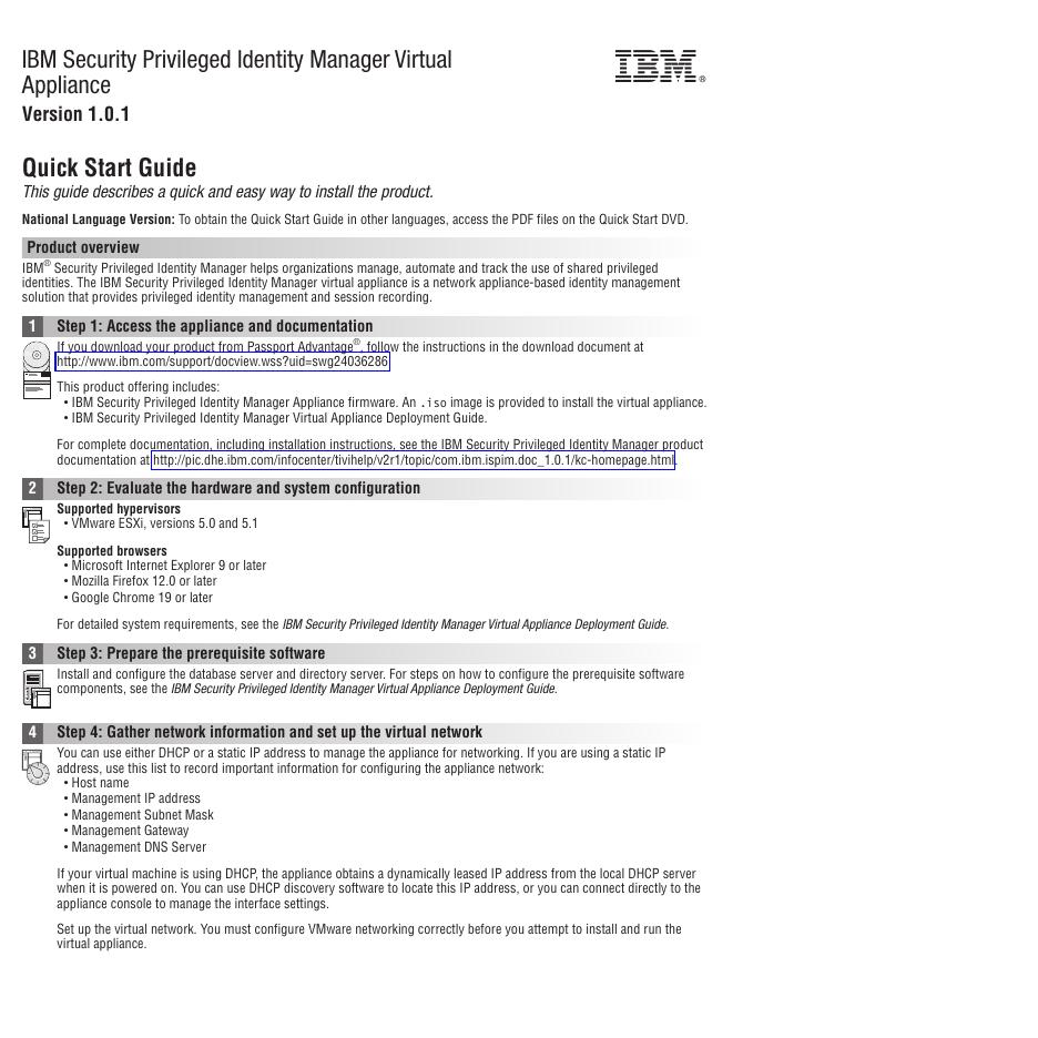 IBM Security Privileged Identity Manager 虚拟设备快速<em>入门</em>指南 海报
