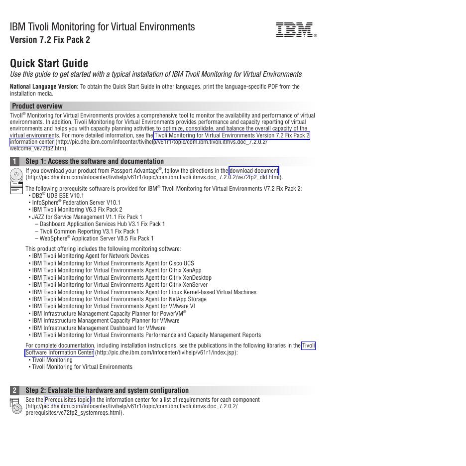 IBM Tivoli Monitoring for Virtual Environments V7.2 Fix Pack 2 快速<em>入门</em>指南 海报