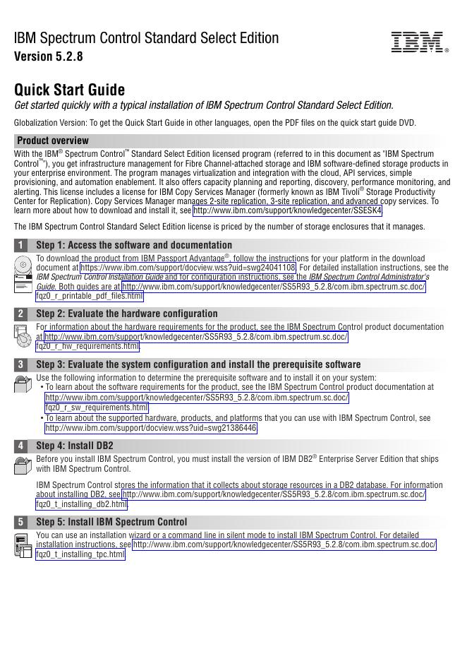 IBM Spectrum Control Standard Select Edition V5.2.8 快速<em>入门</em>指南 海报