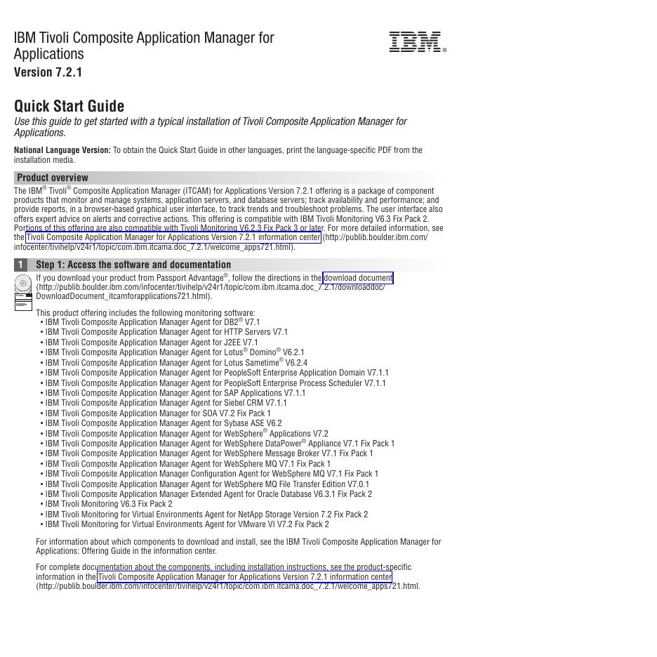 IBM Tivoli Composite Application Manager for Applications V7.2.1 快速<em>入门</em>指南 海报