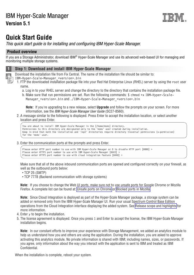IBM Hyper-Scale Manager快速<em>入门</em>指南 海报