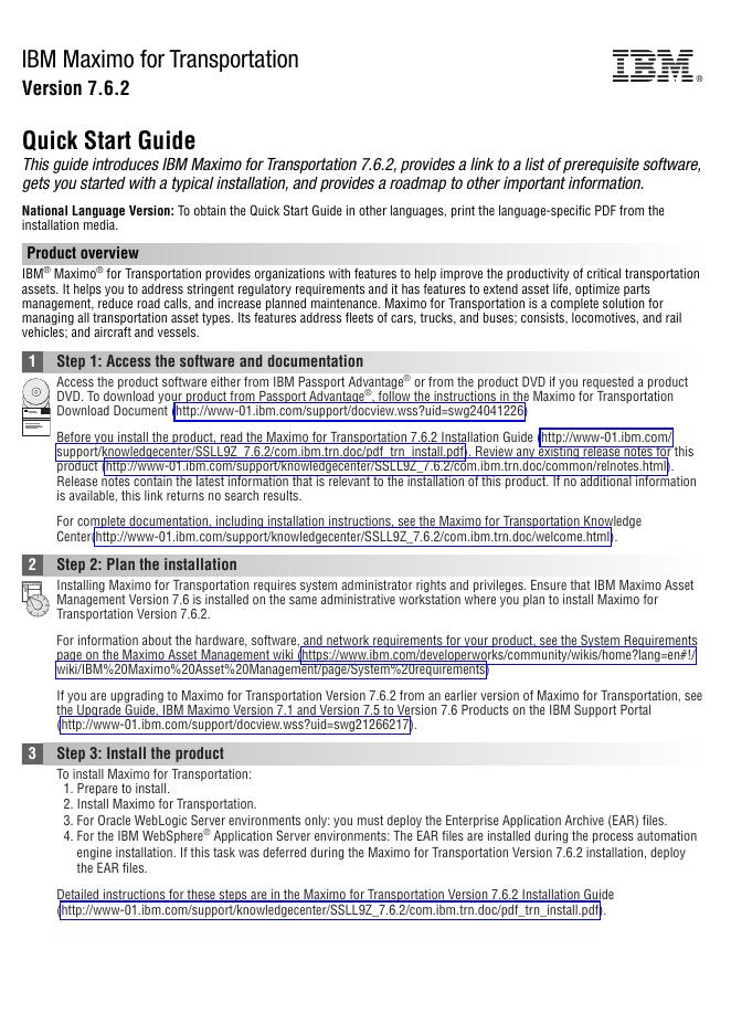 IBM Maximo for Transportation 7.6.2快速<em>入门</em>指南 海报
