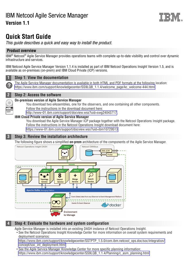IBM Netcool Agile Service Manager 1.1快速<em>入门</em>指南 海报