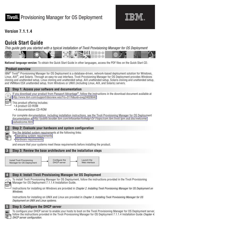 Tivoli® Provisioning Manager for OS Deployment 7.1.1.4 快速<em>入门</em>指南 海报