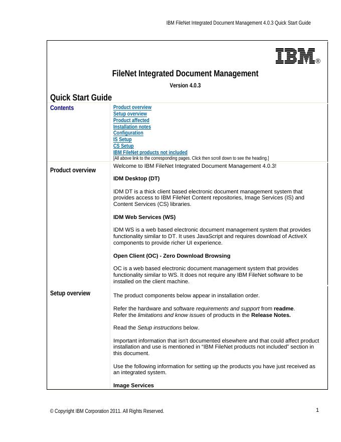 IBM FileNet 集成文档管理 4.0.3 快速<em>入门</em>指南 海报