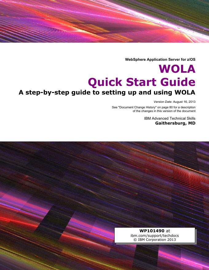 WebSphere Application Server for z/OS WOLA 快速<em>入门</em>指南 海报