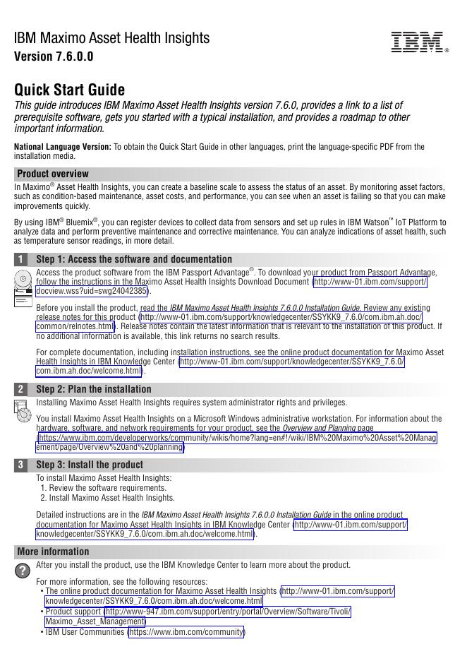 IBM Maximo Asset Health Insights 7.6.0.0快速<em>入门</em>指南 海报