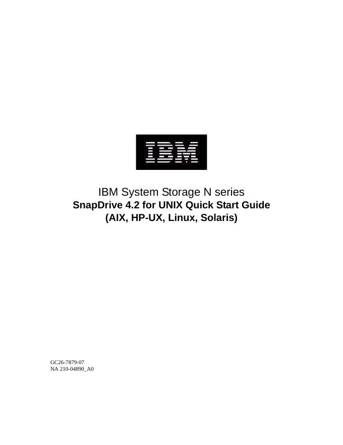 IBM System Storage N 系列 SnapDrive 4.2 for UNIX 快速<em>入门</em>指南 海报