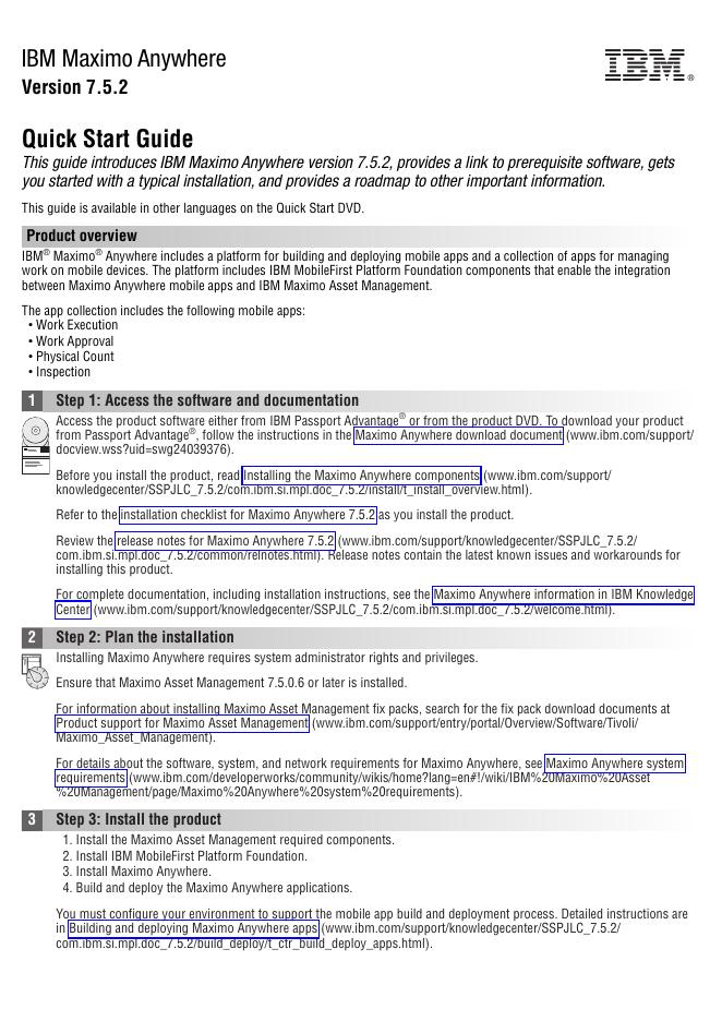 IBM Maximo Anywhere 7.5.2快速<em>入门</em>指南 海报