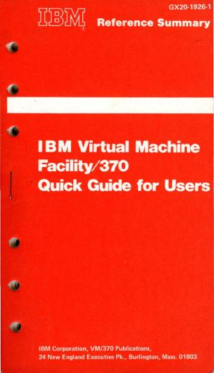 IBM Virtual Machine Facility/370 快速<em>入门</em>指南 海报