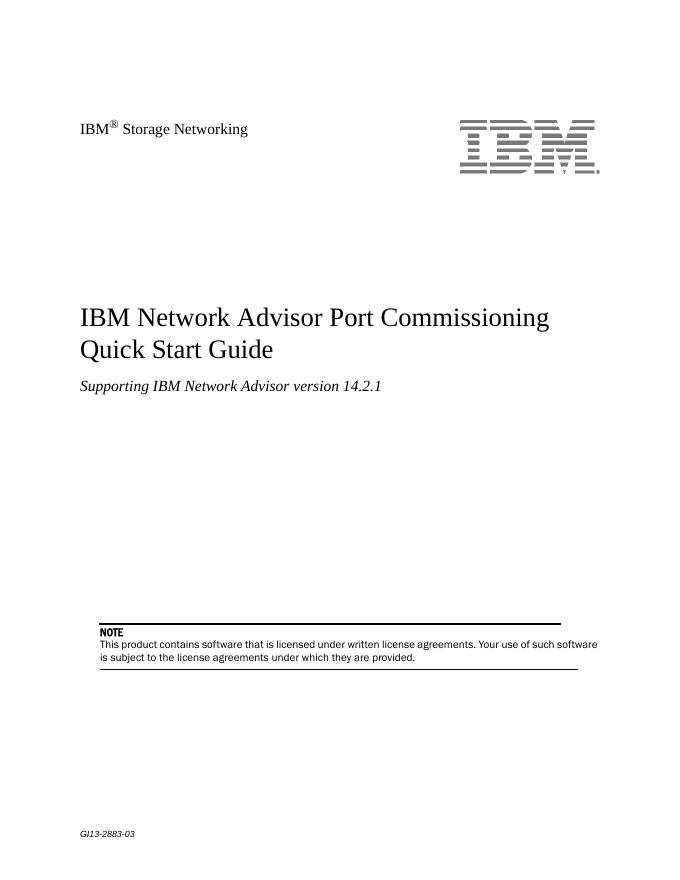 IBM® 存储网络 GI13-2883-03 IBM 网络顾问端口调试快速<em>入门</em>指南 海报