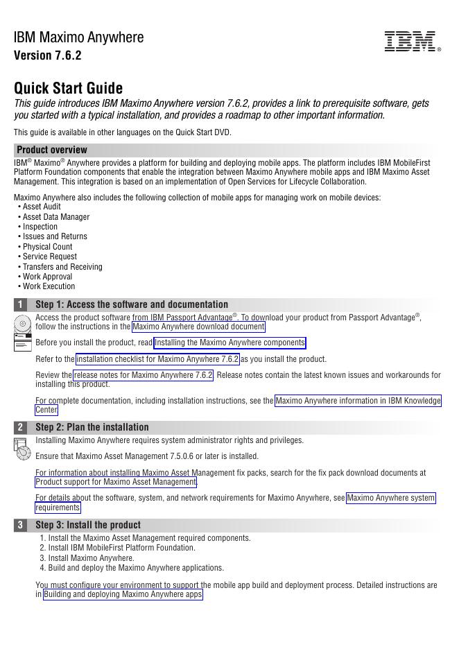 IBM Maximo Anywhere 7.6.2 快速<em>入门</em>指南 海报