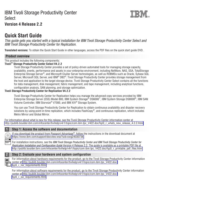 IBM Tivoli Storage Productivity Center Select V4.2.2 快速<em>入门</em>指南 海报