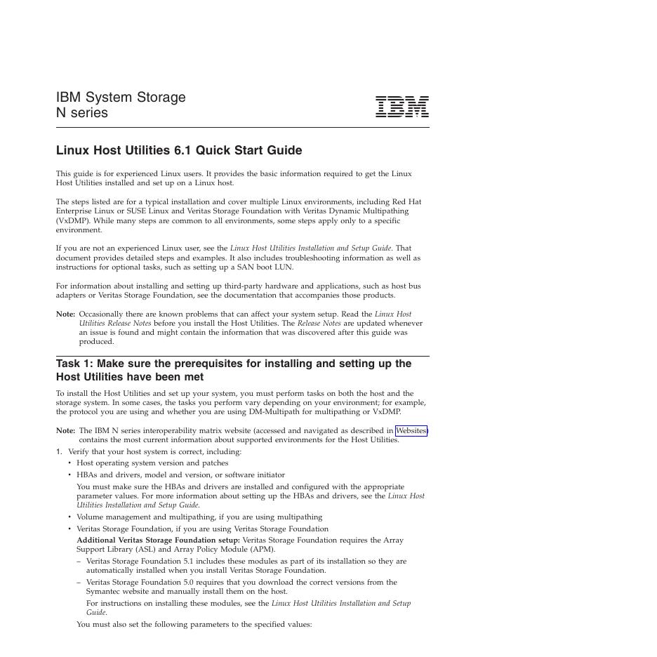 IBM System Storage N系列Linux主机实用程序6.1快速<em>入门</em>指南 海报