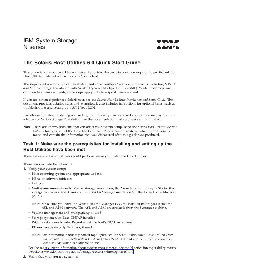 IBM System Storage N 系列的 Solaris 主机实用程序 6.0 快速<em>入门</em>指南 海报