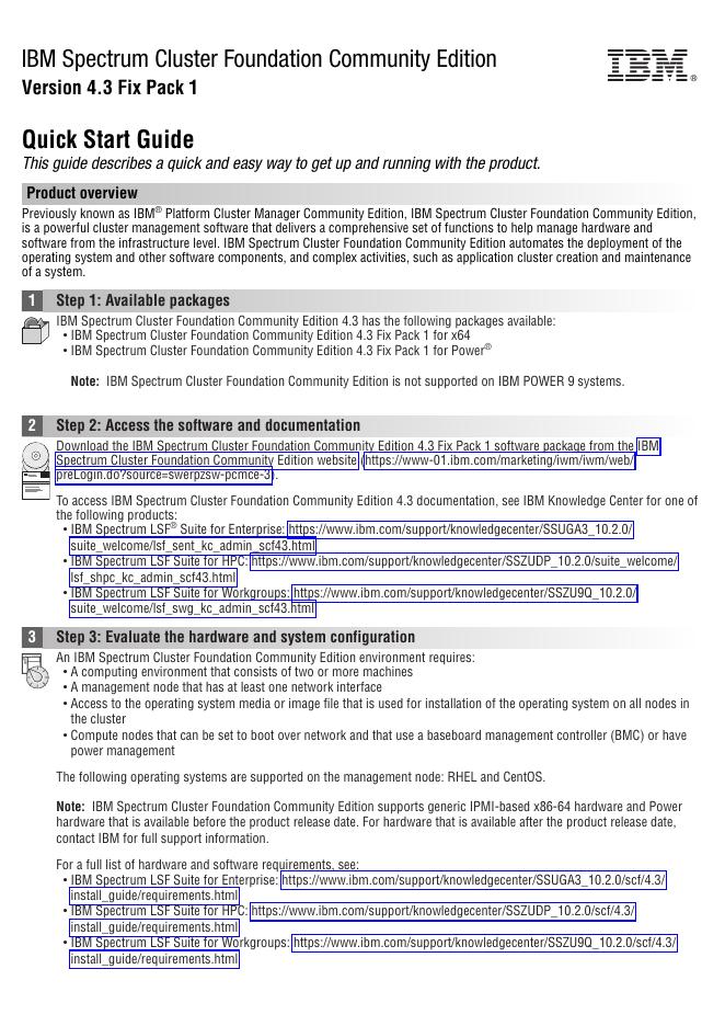 IBM Spectrum Cluster Foundation Community Edition 4.3 Fix Pack 1 快速<em>入门</em>指南 海报