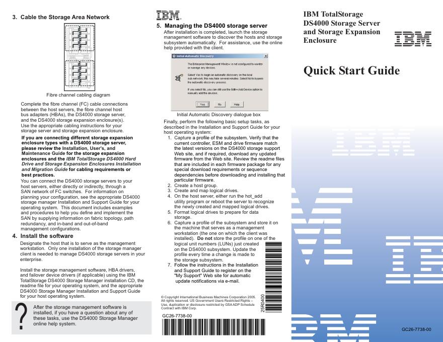 IBM TotalStorage DS4000 存储服务器和存储扩展柜快速<em>入门</em>指南 海报