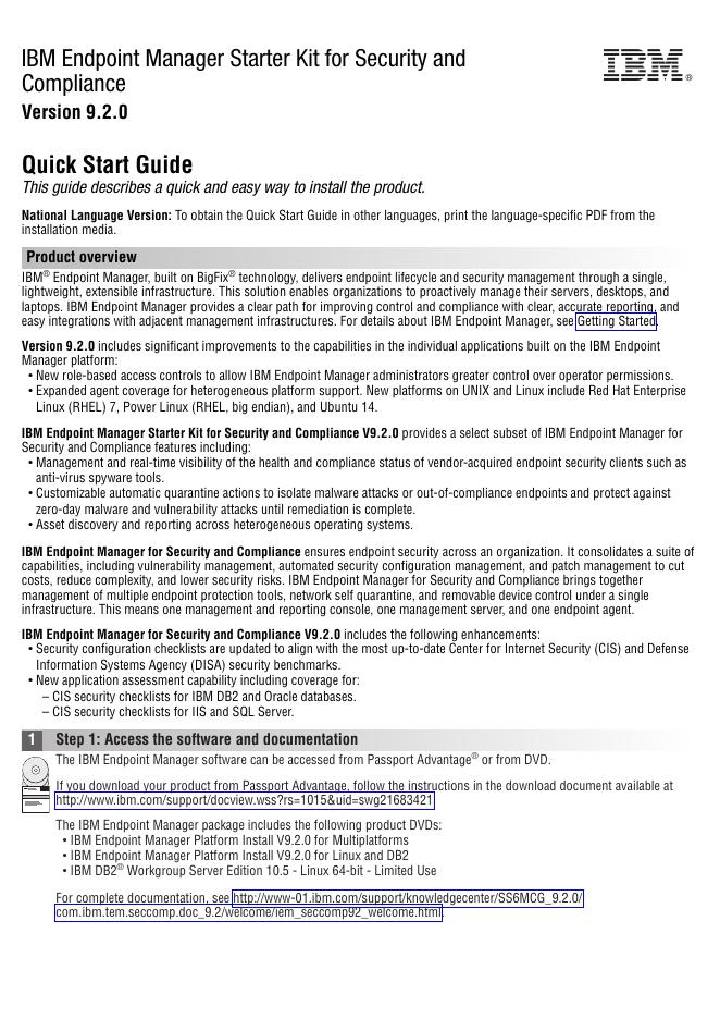 IBM Endpoint Manager Starter Kit for Security and Compliance V9.2.0 快速<em>入门</em>指南 海报