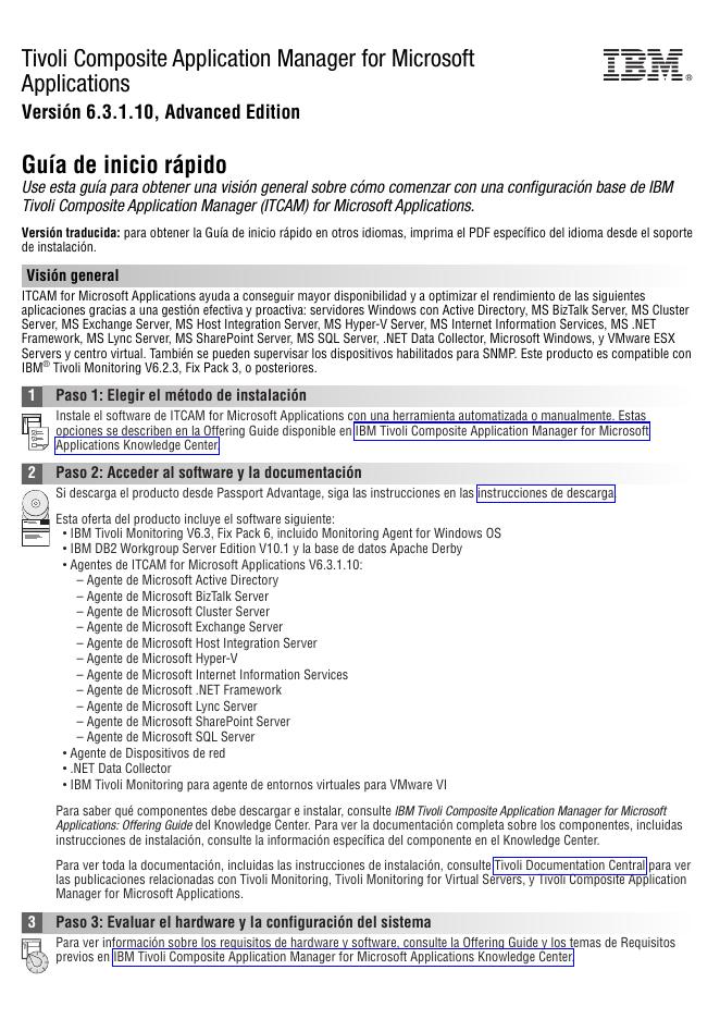 IBM Tivoli Composite Application Manager for Microsoft Applications V6.3.1.10 高级版快速<em>入门</em>指南 海报