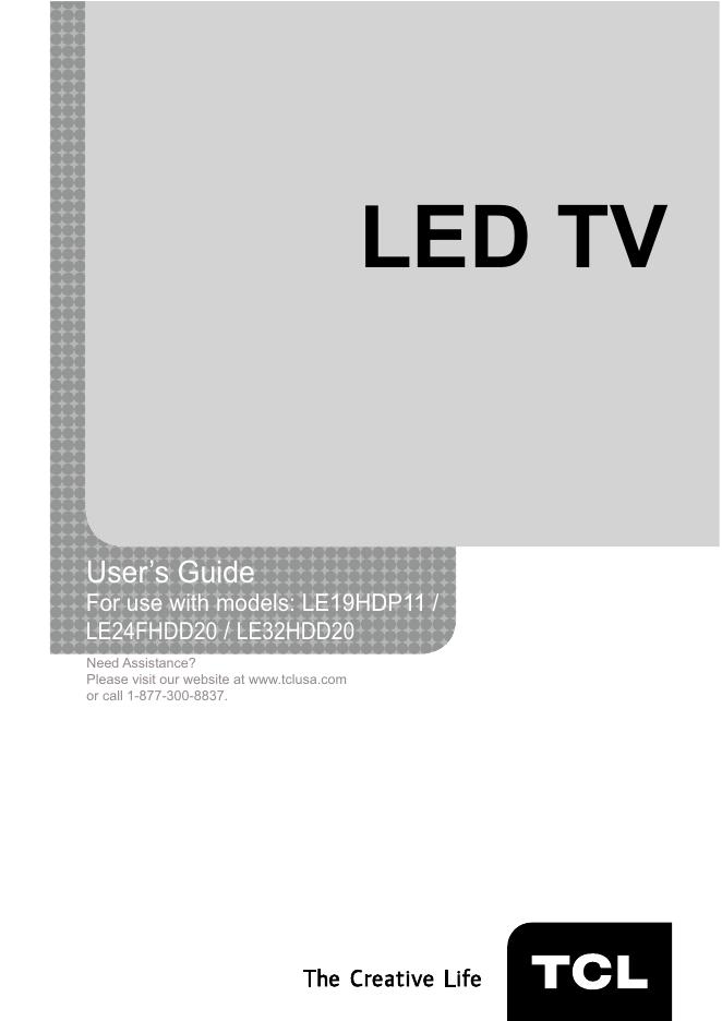 TCL <em>LED</em> TV LE19HDP11/LE24FHDD20/LE32HDD20 User’s Guide 海报
