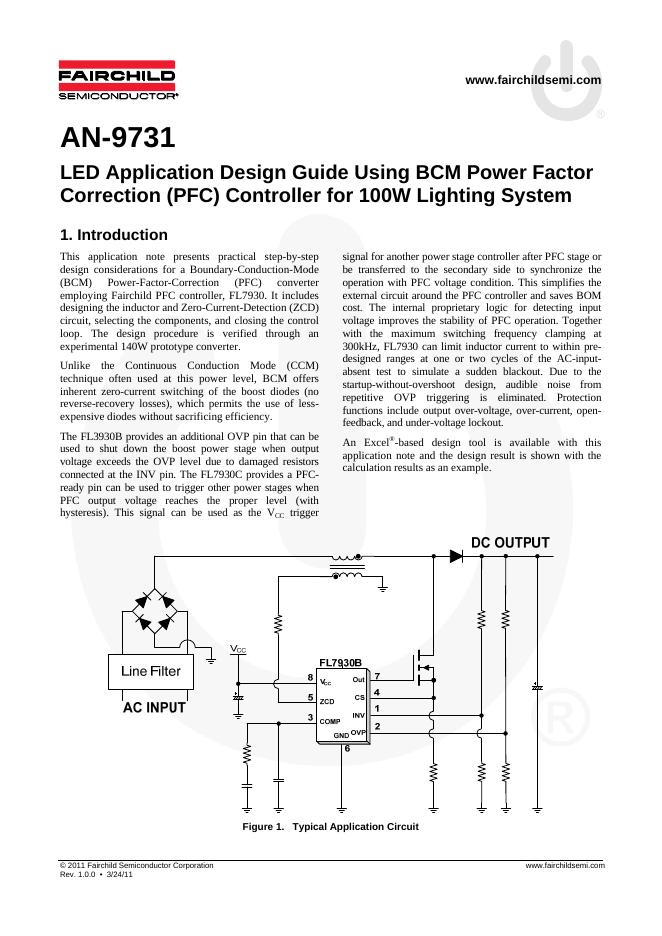 FAIRCHILD <em>LED</em> Application Design Guide Using BCM Power Factor Correction(PFC)Controller for 100W Lighting System 数据手册 海报