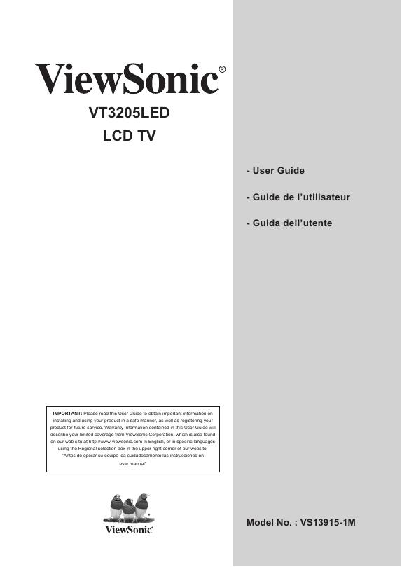 优派 VT3205<em>LED</em> LCD TV User Guide 海报