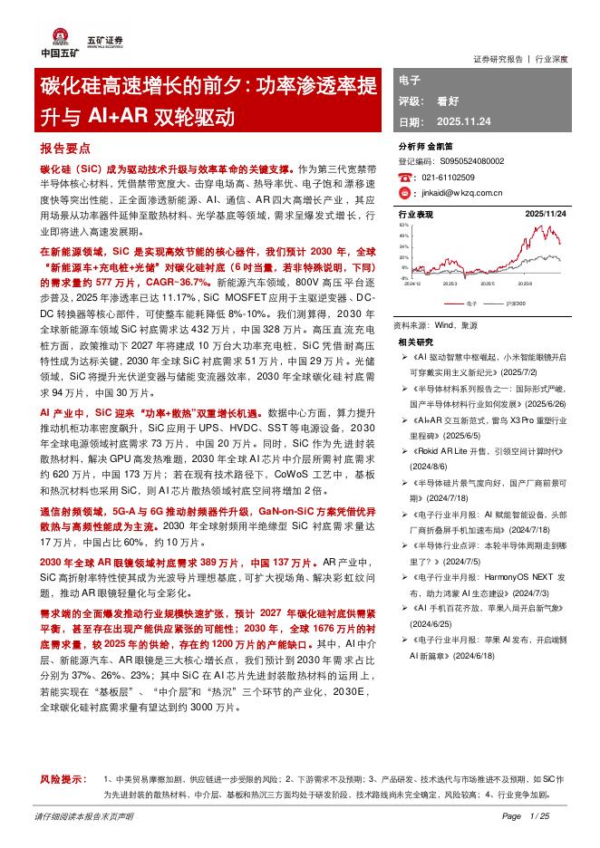 五矿证券：电子行业深度：碳化硅高速增长的前夕：功率渗透率提升与AI+<em>AR</em>双轮驱动 海报