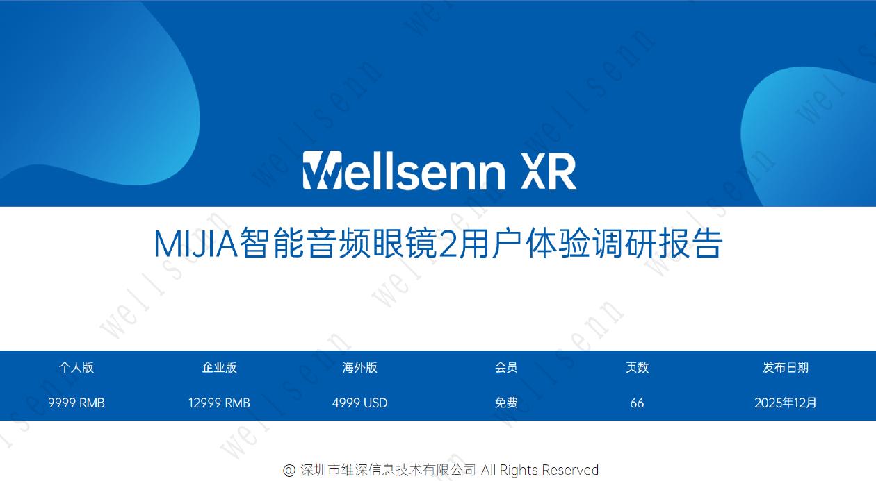 维深Wellsenn XR：2025年MIJIA智能音频眼镜2用户体验调研报告（摘要版）海报