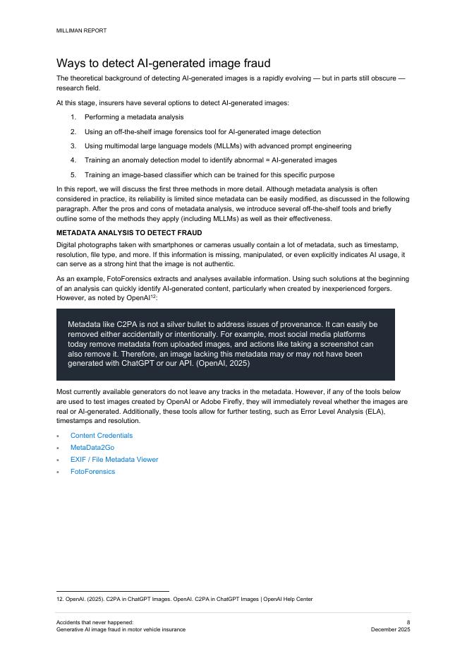 Milliman：2025年从未发生过的事故：生成式人工智能与汽车保险欺诈报告（英文版）_第10页