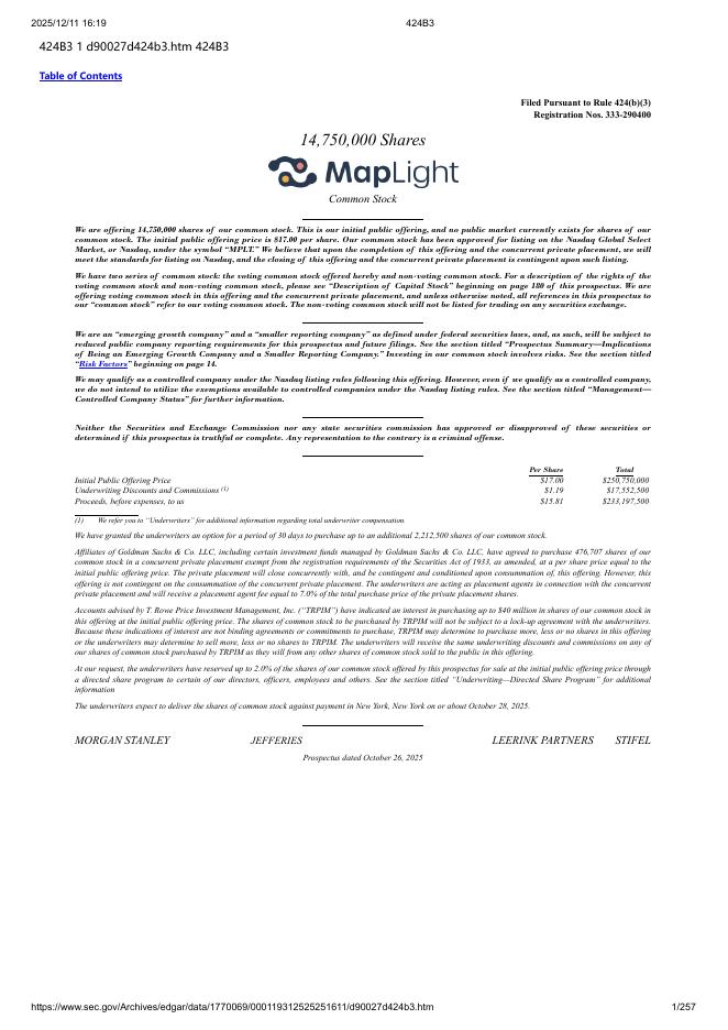 MapLight Therapeutics,Inc.美股纳斯达克IPO上市招股说明书