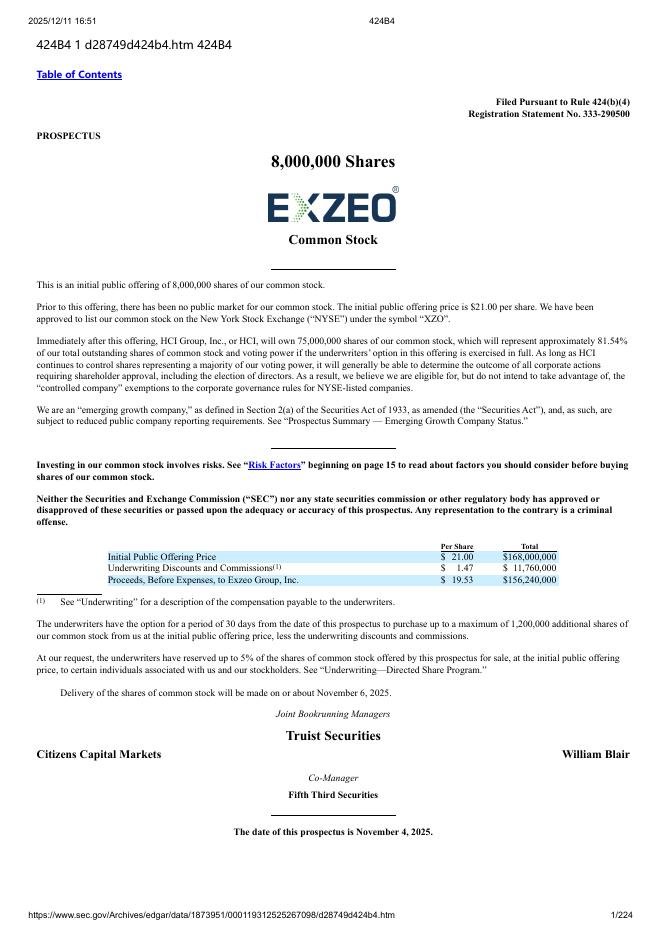 Exzeo Group,Inc.纽约证券交易所IPO上市招股说明书