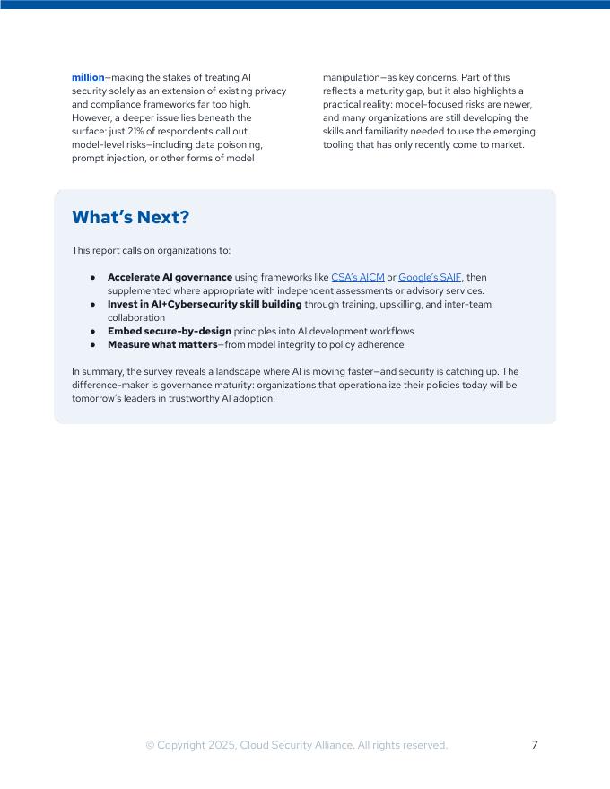 CSA GCR云安全联盟：2025年人工智能安全与治理现状报告（英文版）_第7页