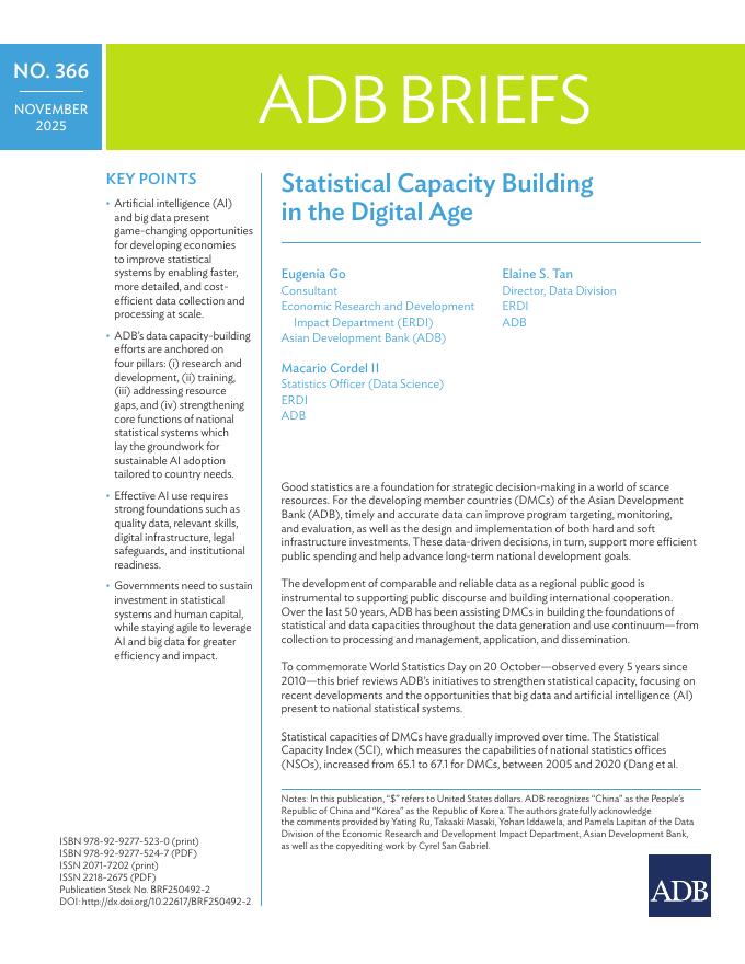 ADB亚洲开发银行：2025年数字时代的统计能力建设报告（英文版）