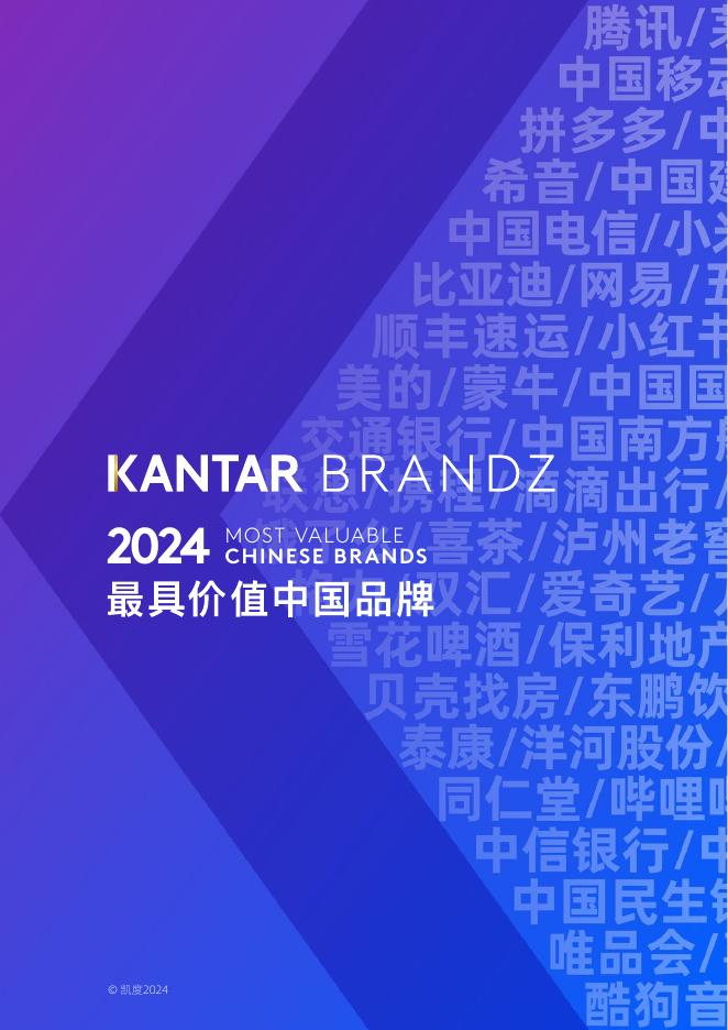 凯度：2024年凯度BrandZ最具价值中国品牌100强榜单及报告海报