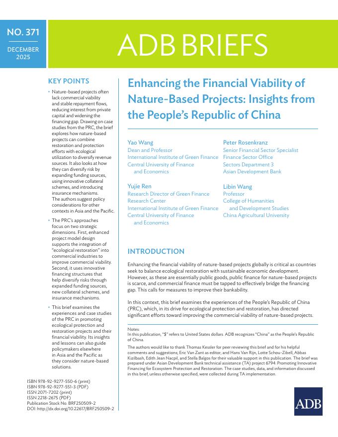 ADB亚洲开发银行：2025年提高自然项目的财务可行性：来自中华人民共和国的见解报告（英文版）